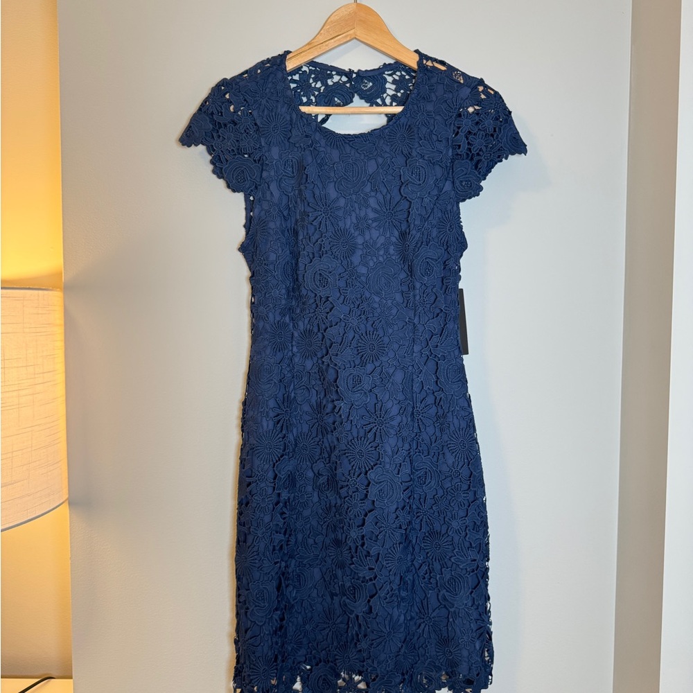 Lulu's Navy Floral Lace Mini Dress
